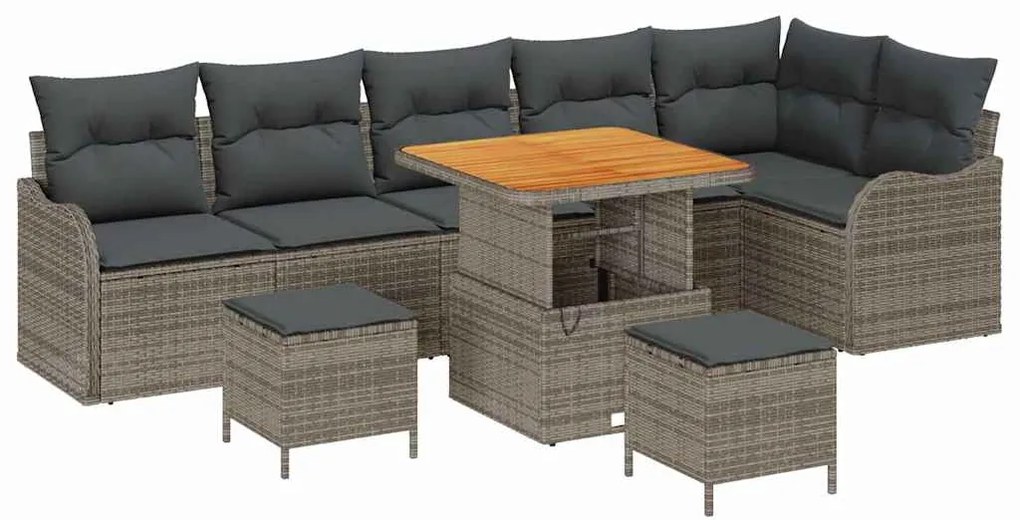 vidaXL Σετ Καναπέ Κήπου 9 pcs Γκρι συνθετικό ρατάν