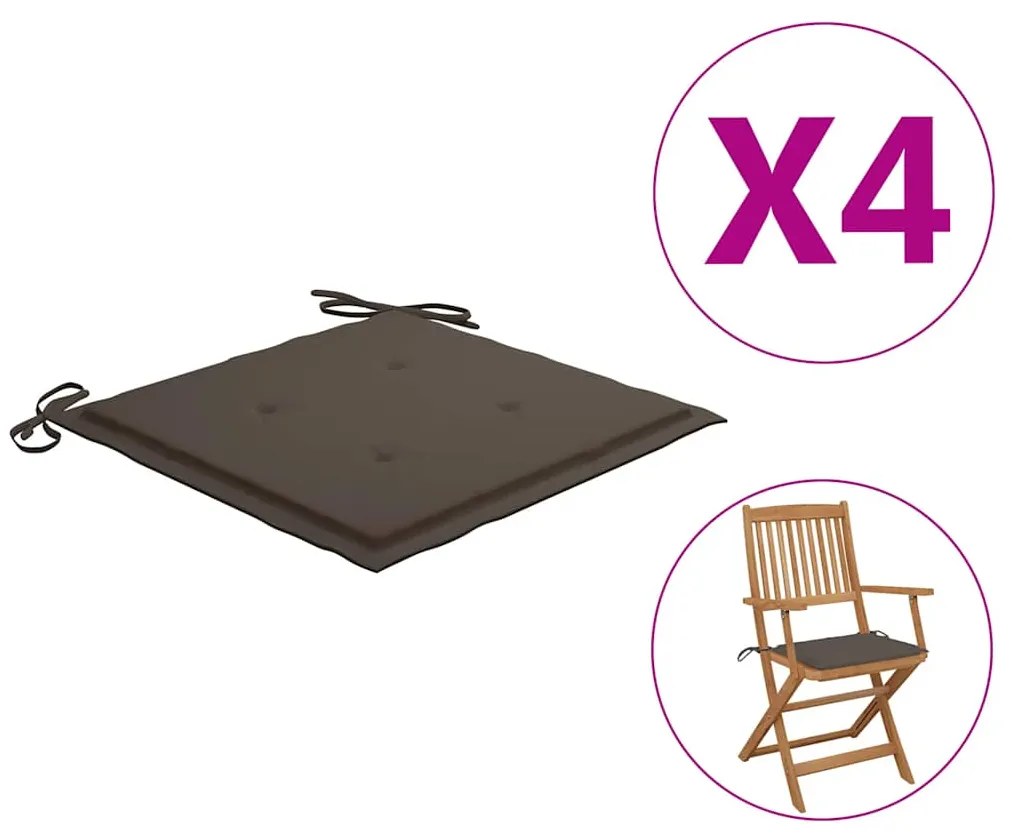 vidaXL Μαξιλάρια Καρέκλας Κήπου 4 τεμ. Taupe 40x40x4 εκ. Υφασμάτινα