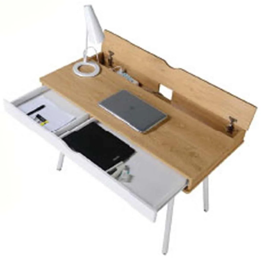 Γραφείο 115x55cm Μεταλλικό Λευκό/Melamine 115x55x75cm