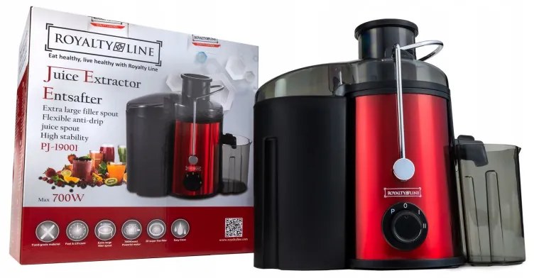 Αποχυμωτής Royalty Line PJ-19001, 700W, 2 ταχύτητες + Pulse, 0.450 ml, Ειδικό σύστημα για αποφυγή σταξίματος, Κόκκινο