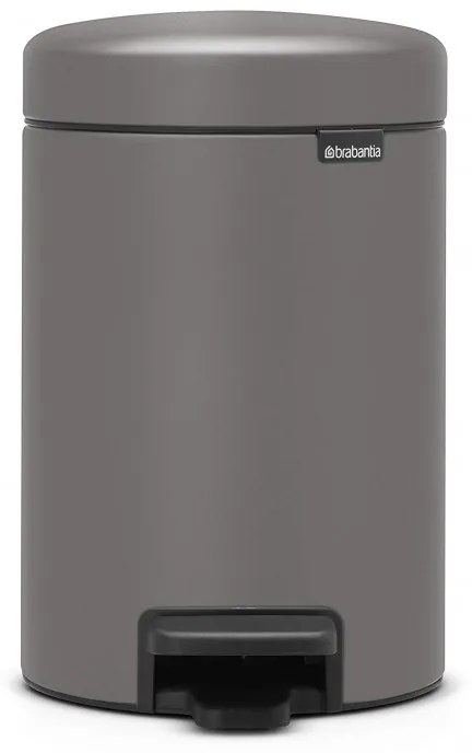 Κάδος απορριμμάτων με πεντάλ Brabantia NewIcon 1001096, 3 L, Ομαλό κλείσιμο, Αντιολισθητική βάση, Ορυκτή επίστρωση, Γκρι