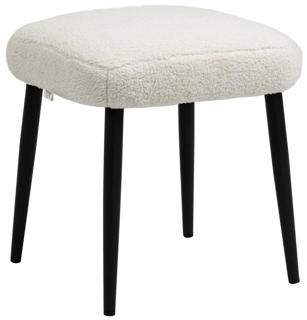 HOMCOM Σκαμπό, σκαμπό καθίσματος, εμφάνιση κασμίρ, υποπόδιο, κρεμ-λευκό