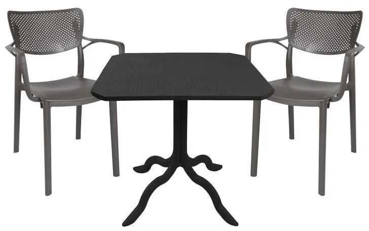 Τραπεζαρία Groovy-Frontline σετ 3τεμ PP ανθρακί 80x80x74,5εκ. 80x80x74.5 εκ.