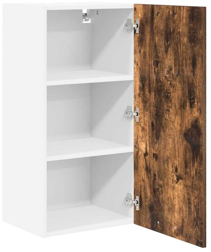 vidaXL Κρεμαστό ντουλάπι Καπνιστός Δρυς και Λευκό 40 x 31 x 80 εκ.