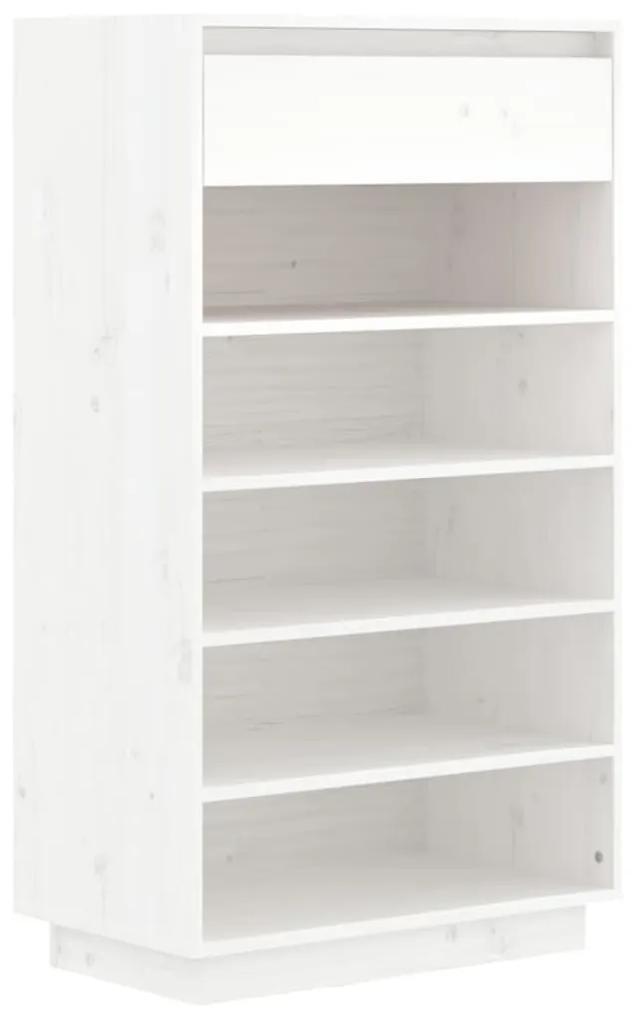 Παπουτσοθήκη Λευκή 60 x 34 x 105 εκ. από Μασίφ Ξύλο Πεύκου - Λευκό