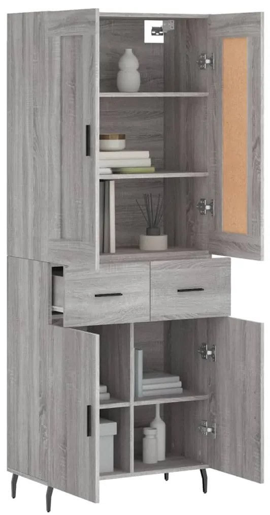 vidaXL Ντουλάπι Γκρι Sonoma 69,5 x 34 x 180 εκ. Επεξεργασμένο Ξύλο