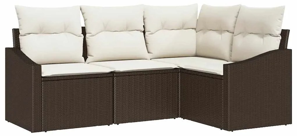 vidaXL Σετ Καναπέ Κήπου 4 pcs Καφέ Πολυ ράταν