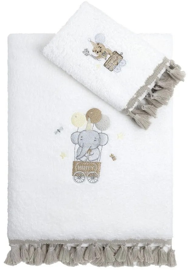Πετσέτες Παιδικές Magic Party (Σετ 2τμχ) White-Beige Nima Towels Set 70x140cm 100% Βαμβάκι