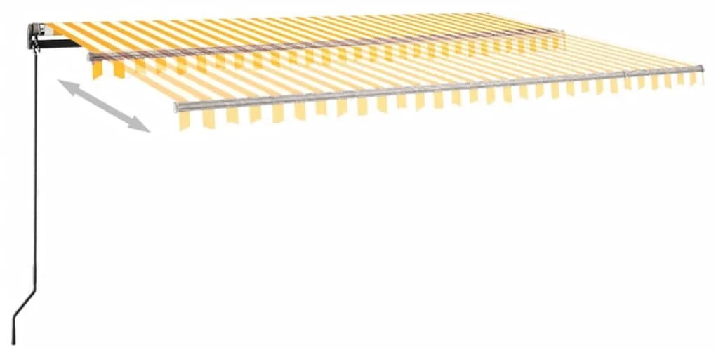 vidaXL Τέντα Αυτόματη με LED &amp; Αισθ. Ανέμου Κίτρινο/Λευκό 500x300 εκ.