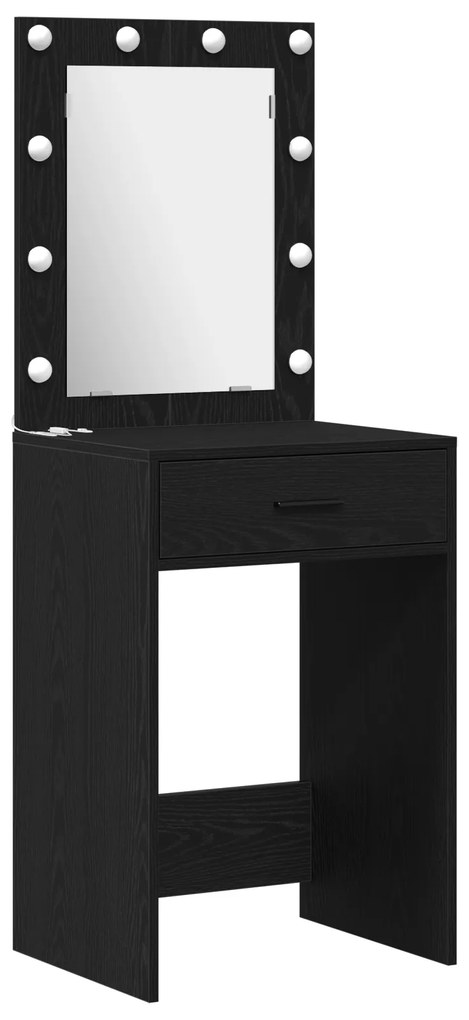 vidaXL 2 τεμάχιο σετ dressing table με LED Μαύρο Επεξεργασμένο ξύλο
