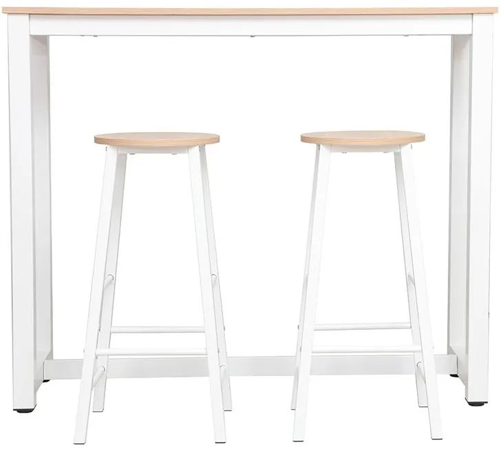 Σετ τραπέζι μπαρ Marle 3τμχ φυσικό-λευκό πόδι 120x40x100εκ 120x40x100 εκ.