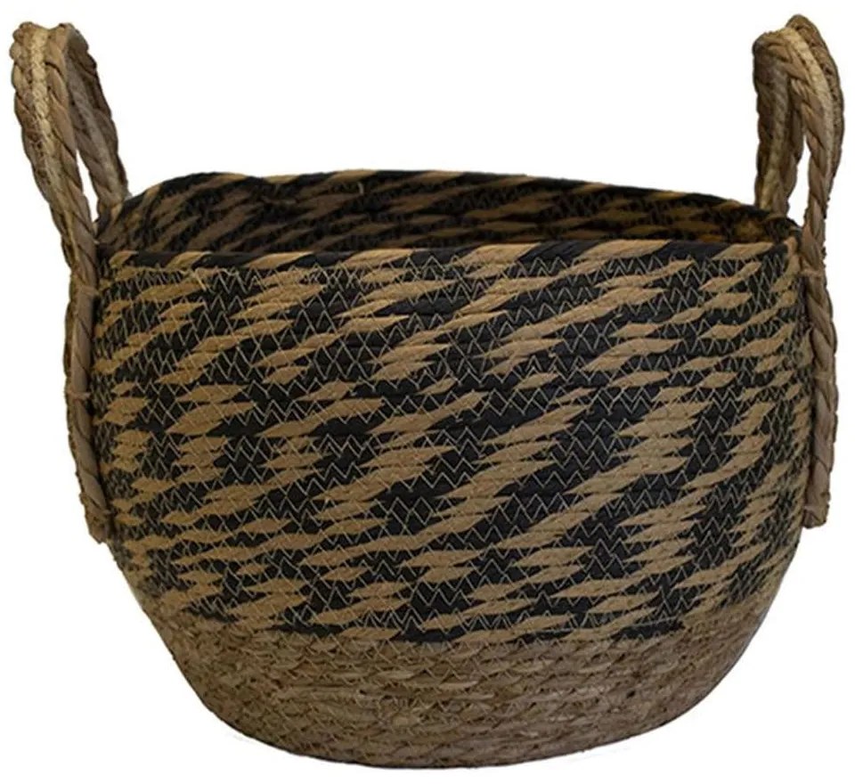 Καλάθι Με Φάσα 00.06.61087 Φ29x21cm Ψάθινο Natural-Black Ψάθα