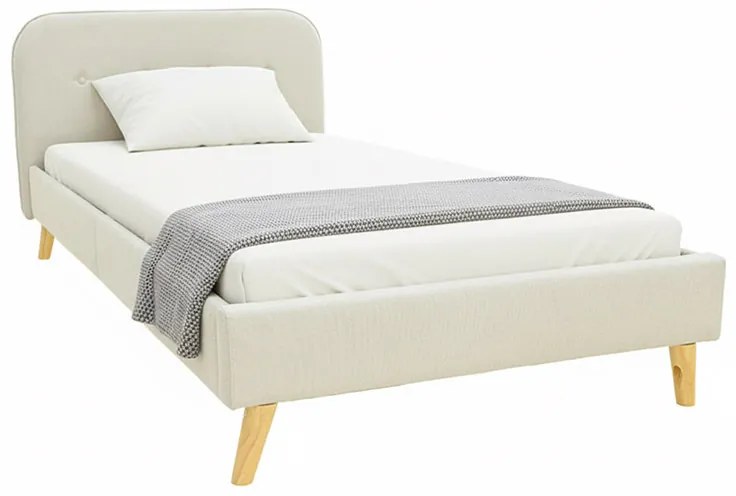 Κρεβάτι LumiLux pakoworld ύφασμα σε μπεζ απόχρωση 100x200εκ