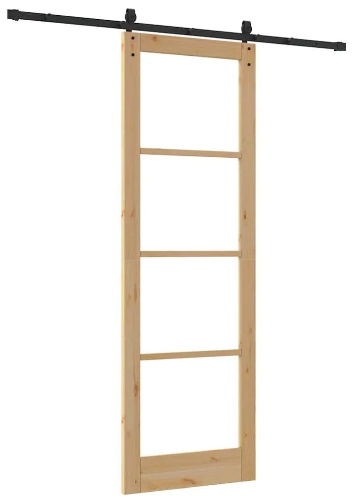 vidaXL Ολισθητή Πόρτα Χειροκίνητος Καφέ 78 x 232 cm Ξύλο και μέταλλο