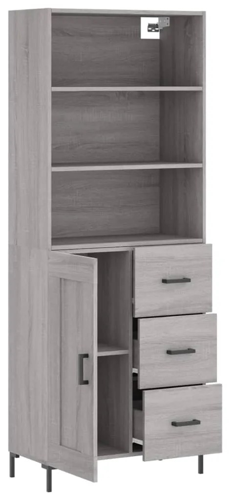 vidaXL Ντουλάπι Γκρι Sonoma 69,5 x 34 x 180 εκ. Επεξεργασμένο Ξύλο
