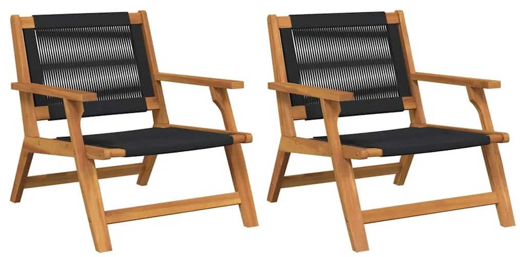 vidaXL Εξωτερικά Έπιπλα 2 pcs Μαύρο 78 x 67 x 73εκ. Μασίφ ξύλο ακακίας