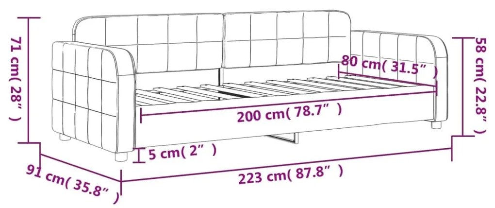 Καναπές Κρεβάτι Ροζ 80 x 200 εκ. Βελούδινος - Ροζ