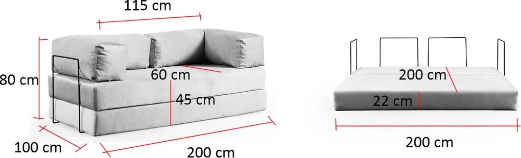 2-Seat Sofa-Bed Via Con - Ecru Ecru