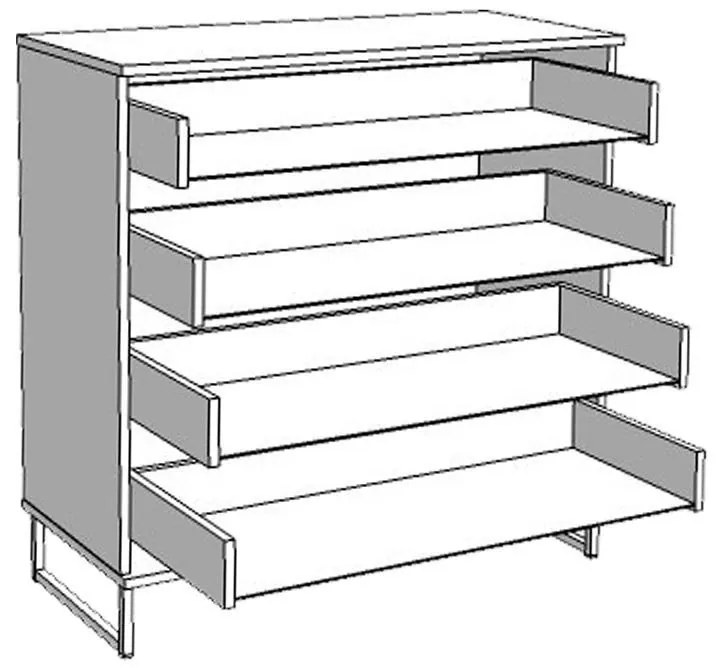 Κομότα - Συρταριέρα Sardinia 4F Artisan Oak - Μαύρο 91.5x42x93 εκ. 91.5x42x93 εκ.