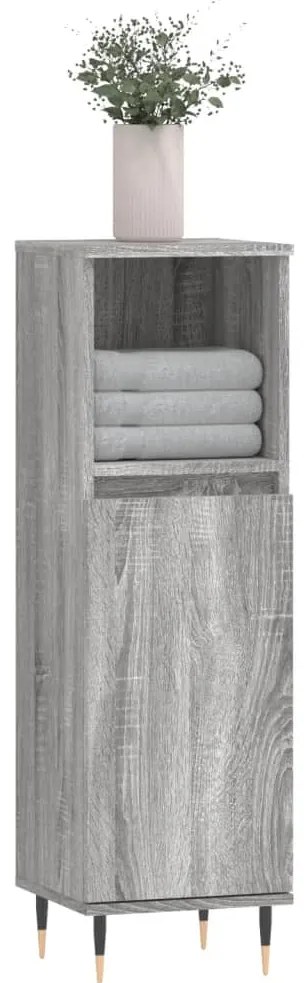 vidaXL Ντουλάπι Μπάνιου Γκρι Sonoma 30x30x100 εκ. Επεξεργασμένο Ξύλο