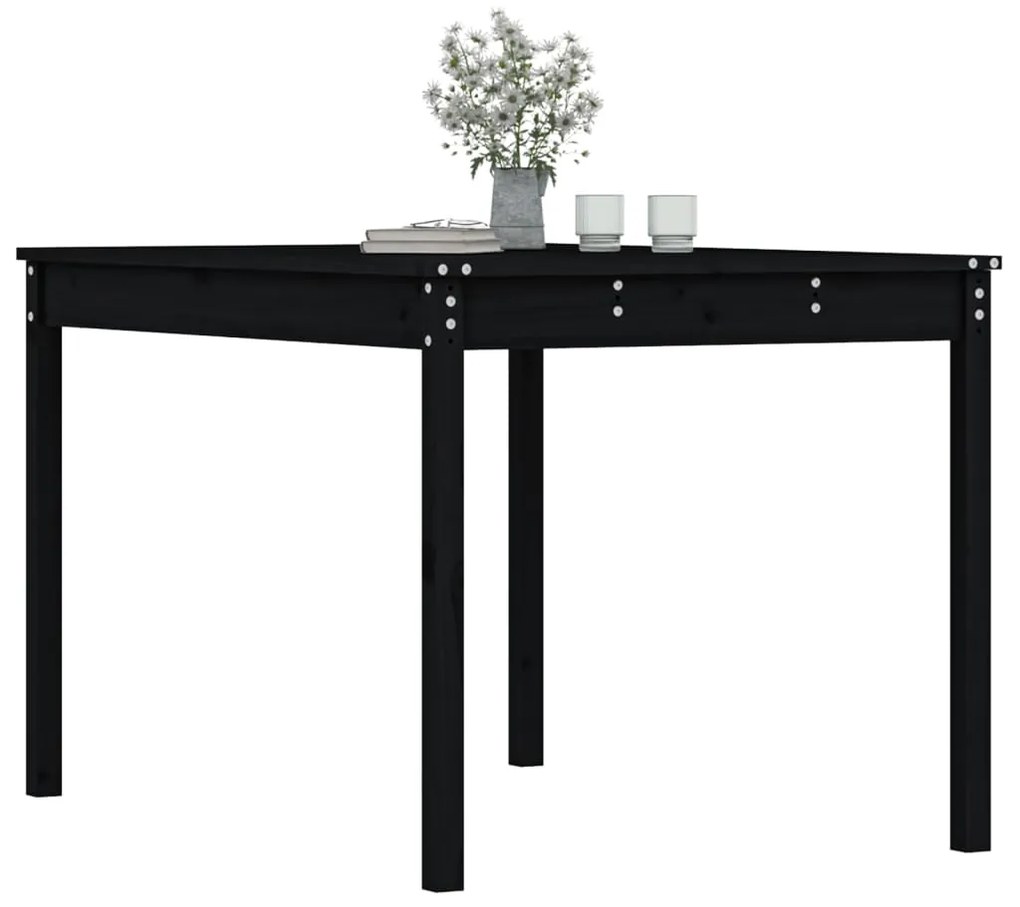 vidaXL Τραπέζι Κήπου Μαύρο 121x82,5x76 εκ. από Μασίφ Ξύλο Πεύκου