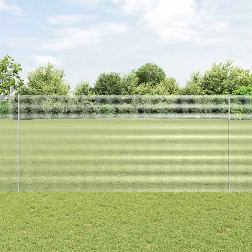 vidaXL Φράχτης με Στήλες. Ασημί 1.4 x 25 m Ατσάλι