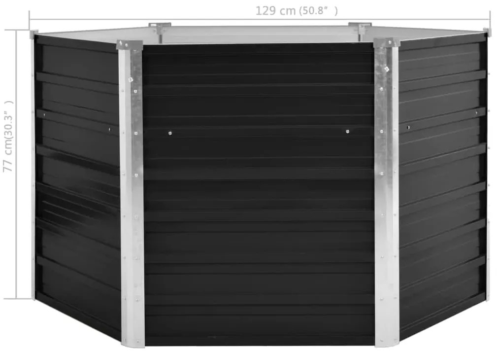 vidaXL Ζαρντινιέρα Υπερυψωμένη Ανθρακί 129x129x77 εκ. Γαλβαν. Χάλυβας
