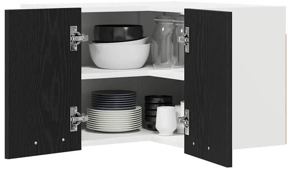 vidaXL Κρεμαστό ντουλάπι Μαύρος Δρυς και Λευκό 57 x 57 x 40 εκ.