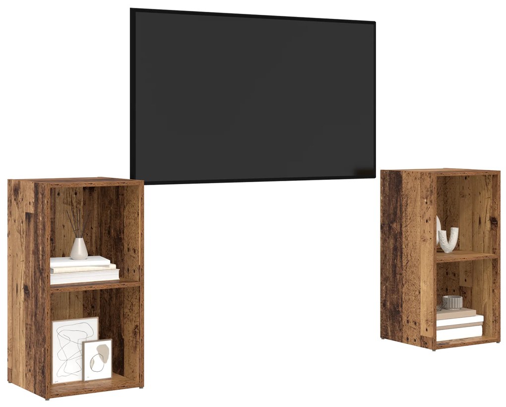 vidaXL Σετ επίπλου τηλεόρασης 2 pcs Παλαιό ξύλο 72 x 35 x 36.5 cm