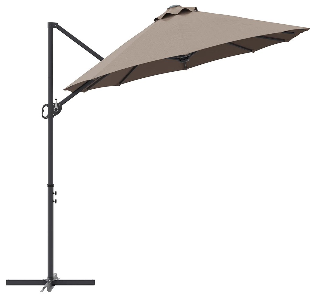 vidaXL Ομπρέλα κήπου τύπου καντίλας Taupe 372 x 198 x 253 εκ