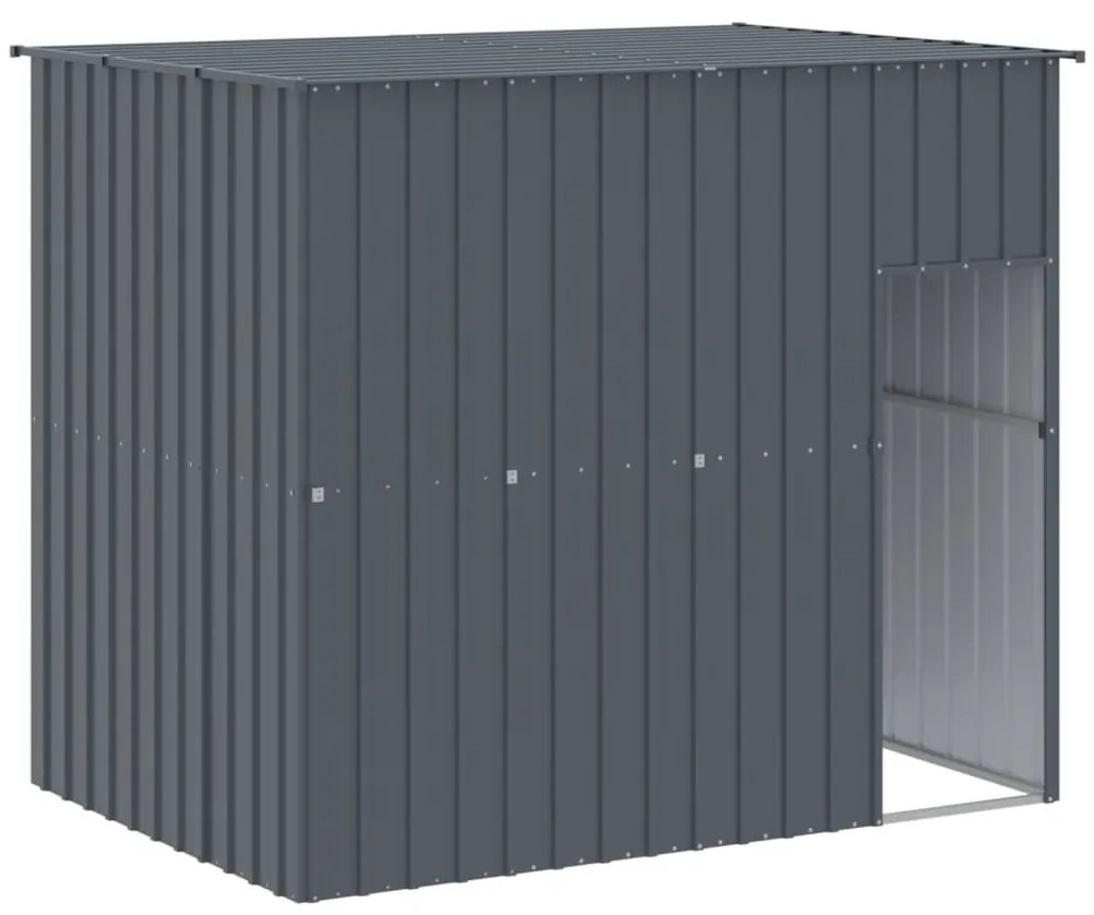 vidaXL Σπιτάκι Σκύλου με Αυλή Ανθρακί 214x1273x181 εκ. Γαλβαν. Χάλυβας