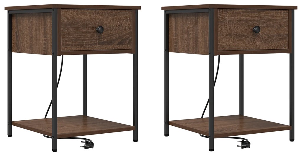 vidaXL Κουτιά Κρεβατοκάμαρας 2 pcs Καφέ δρυς 42 x 41 x 56 εκ.