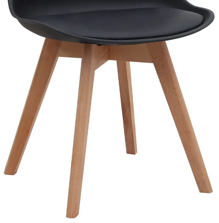 Καρέκλα τραπεζαρίας Viva Megapap PP - PU μαύρο - ξύλινο φυσικό πόδι 48,5x54x80εκ.