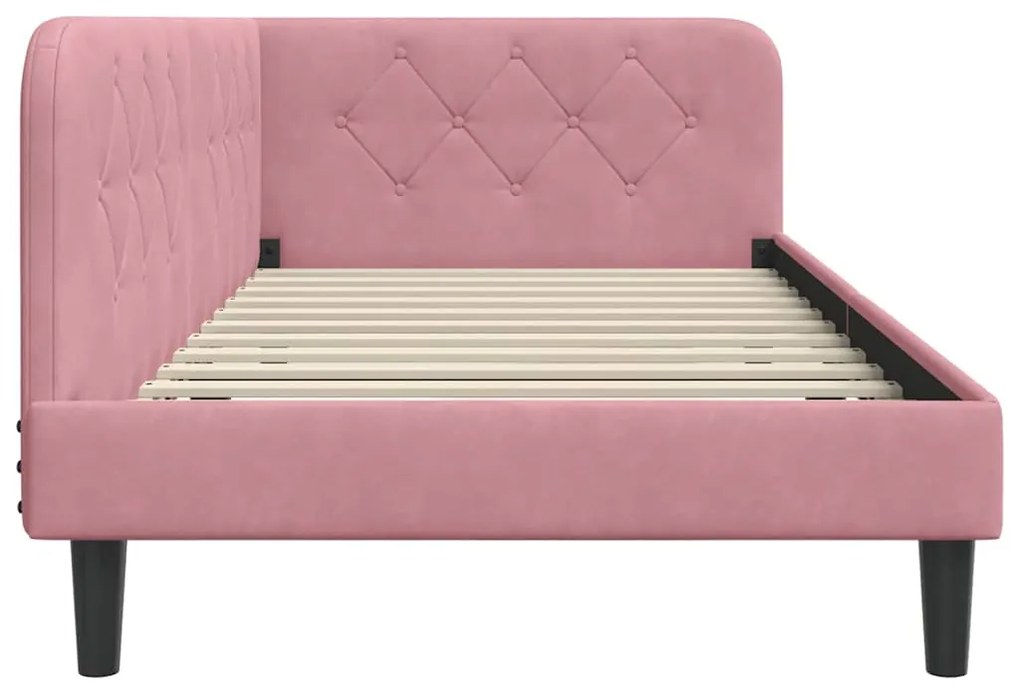 vidaXL Κρεβάτι Γωνίας με κεφαλάρι Ροζ 100 x 200 cm Βελούδο