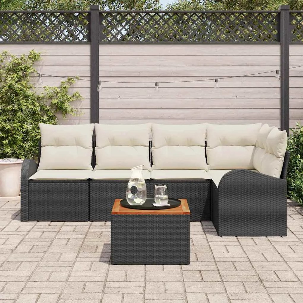 vidaXL Σετ Καναπέ Κήπου 6 pcs Μαύρος, λευκός