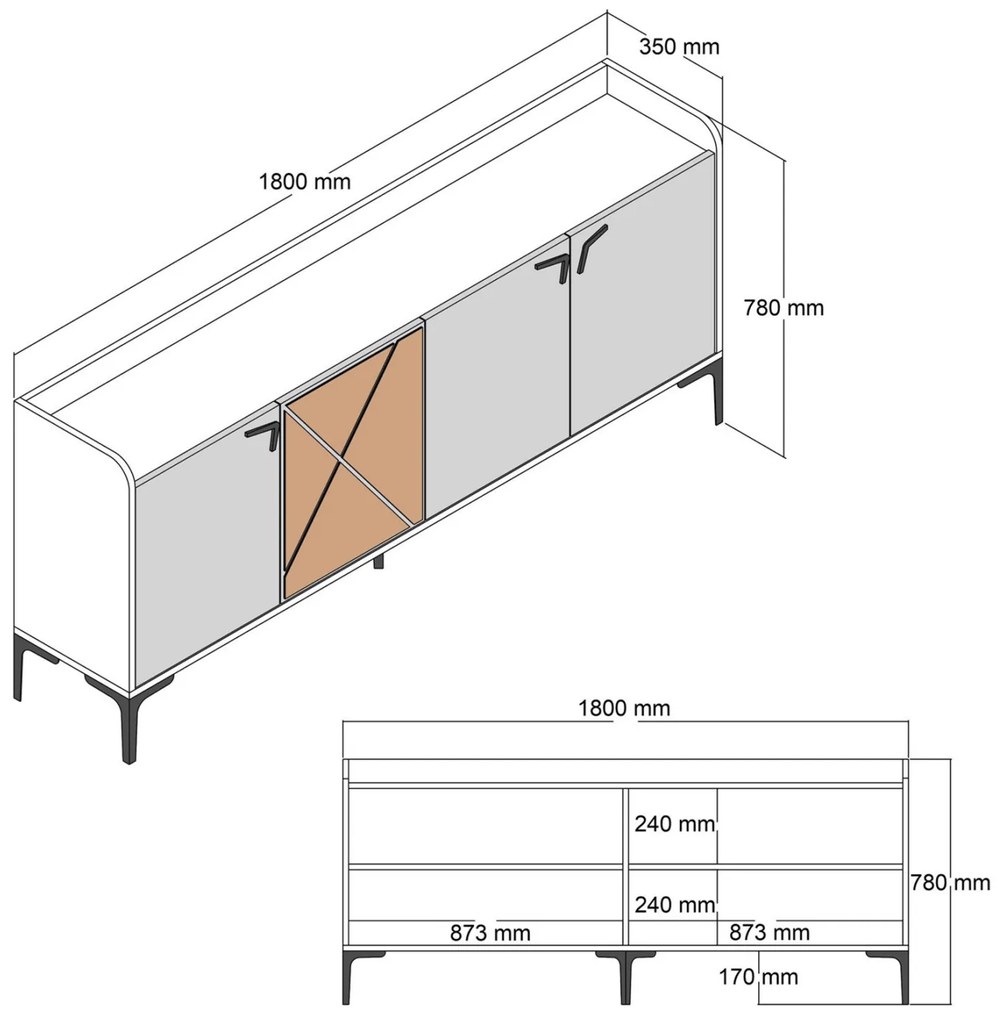 ΜΠΟΥΦΕΣ ΜΕΛΑΜΙΝΗΣ ΚΑΡΥΔΙ ΚΑΙ ΑΝΘΡΑΚΙ 180x35x78Yεκ. HM9433.01