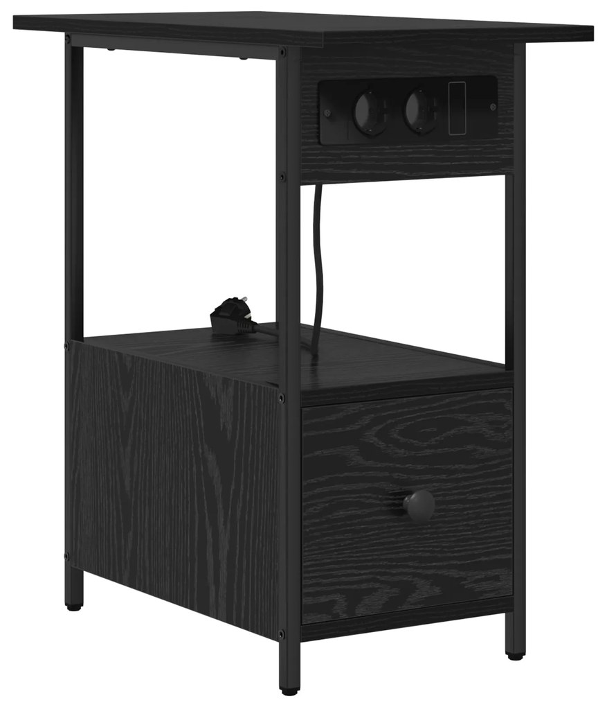 vidaXL Κομοδίνο Μαύρη δρυς 60 x 30 x 61 εκ Επεξεργασμένο ξύλο