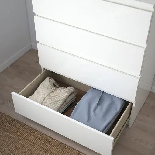 MALM συρταριέρα με 4 συρτάρια/γυαλιστερό, 80x100 cm 504.240.54