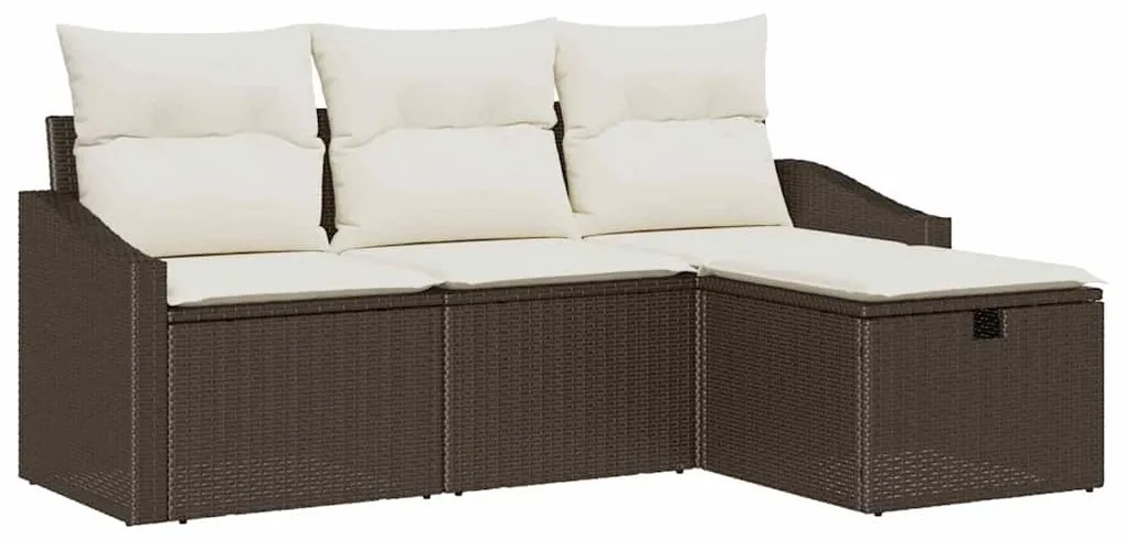 vidaXL Σετ Καναπέ Κήπου με μαξιλάρι 4 pcs Καφέ Πολυ ράταν