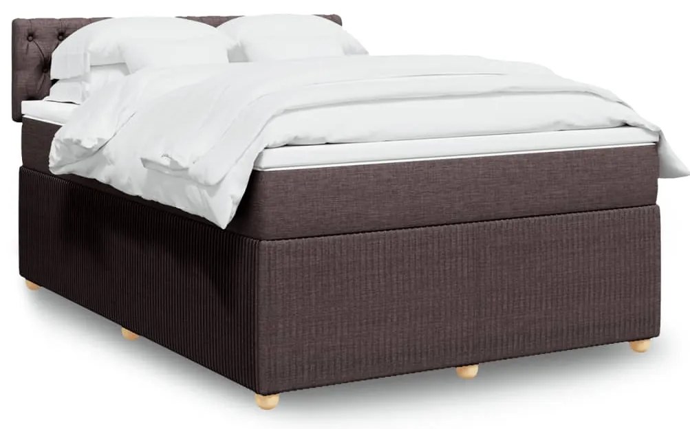 vidaXL Κρεβάτι Boxspring με Στρώμα Σκούρο Καφέ 160x200 εκ Υφασμάτινο