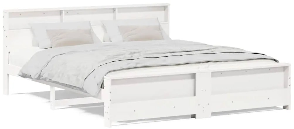 vidaXL Σκελετός Κρεβατιού Λευκό 200 x 200 cm Μασίφ ξύλο πεύκου