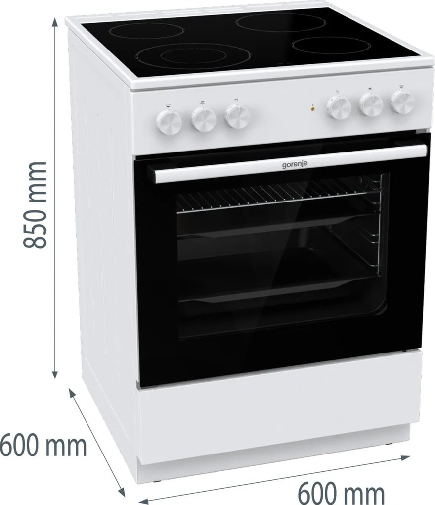 Ηλεκτρική Κεραμική κουζίνα Gorenje Λευκή GEC6A41WC 60x60x85 εκ.