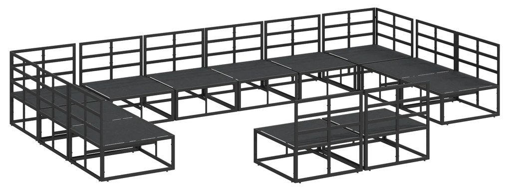 vidaXL Σετ Καναπέ Κήπου 12 pcs Μαύρο 423 x 211.5 x 71 εκ Αλουμίνιο