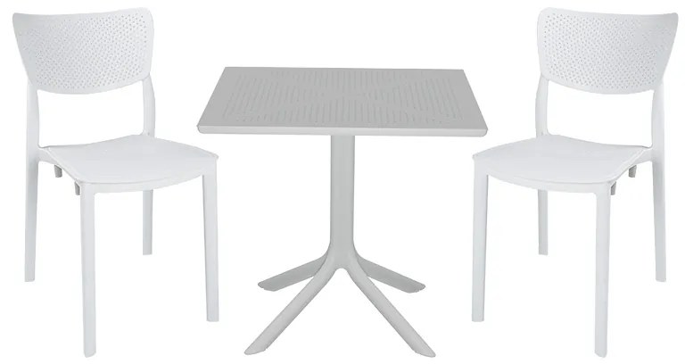 Τραπεζαρία Groovy-Ignite pakoworld σετ 3τεμ PP λευκό 80x80x74,5εκ. 253-000106