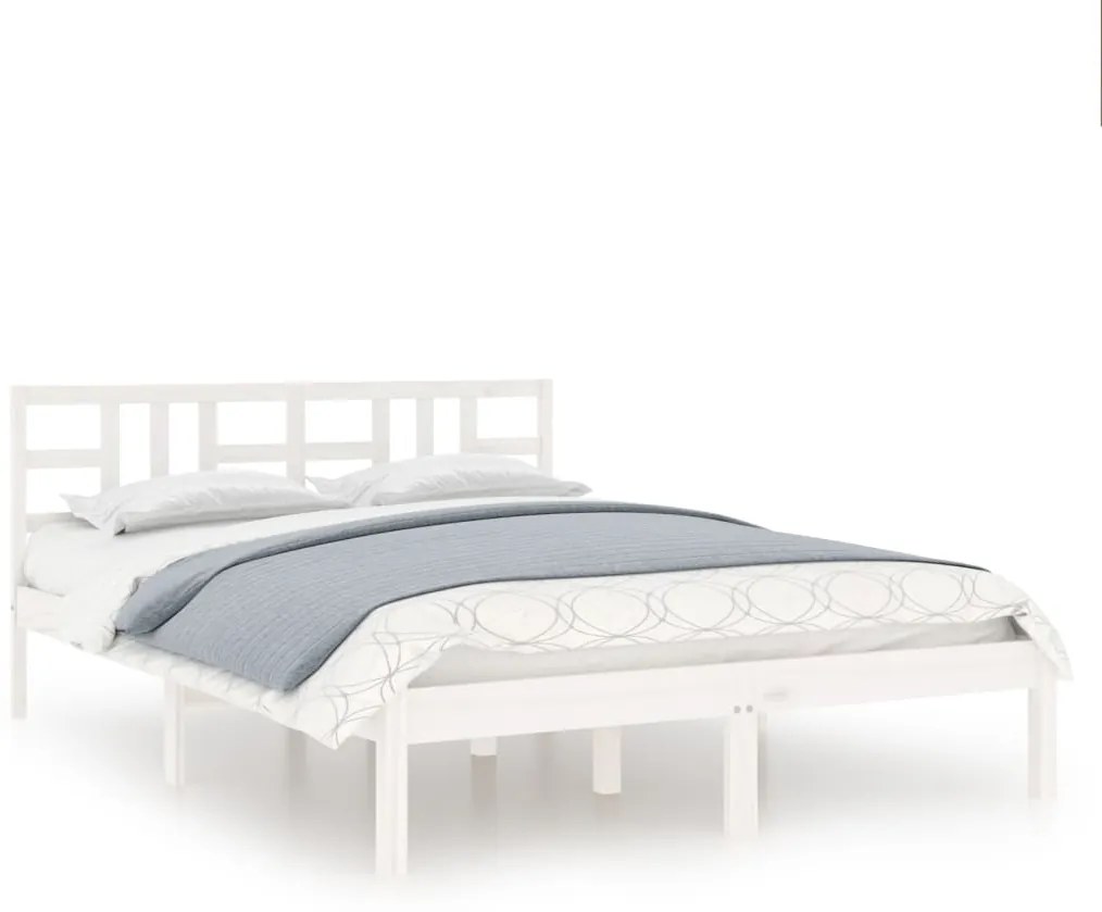 vidaXL Πλαίσιο Κρεβατιού Λευκό 120x190 εκ. Μασίφ Ξύλο Small Double