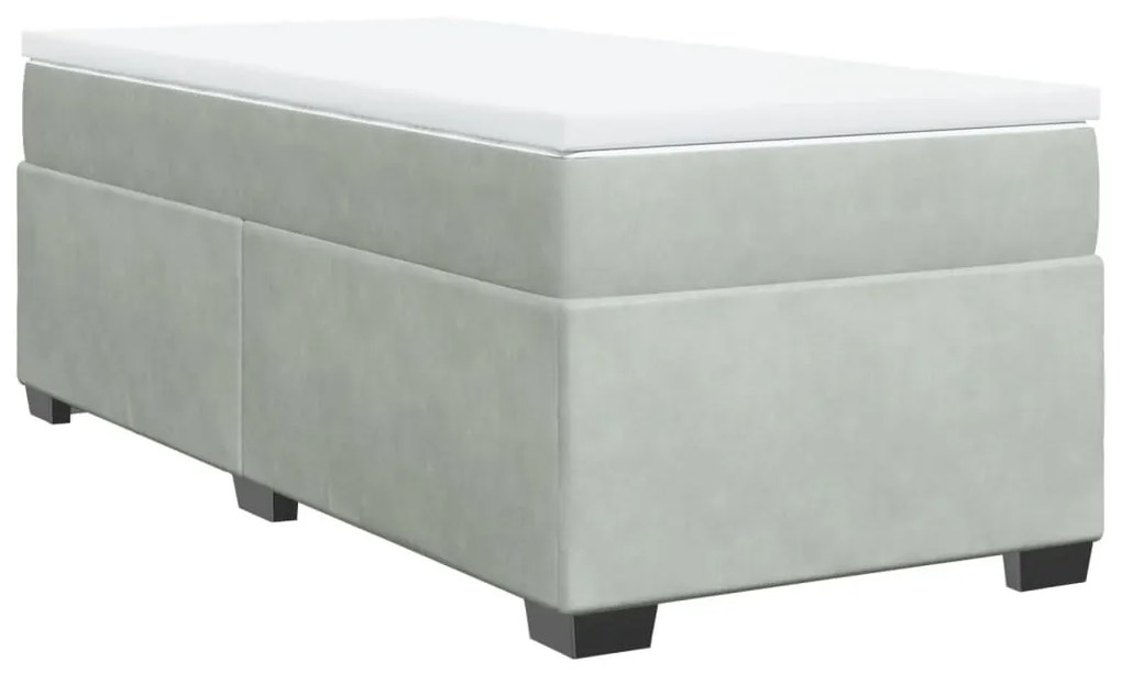 vidaXL Κρεβάτι Boxspring με Στρώμα Ανοιχτό Γκρι 100x200 εκ. Βελούδινο