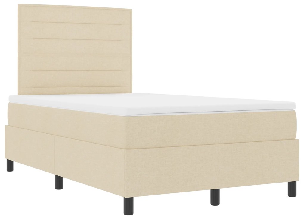 vidaXL Κρεβάτι με ελατήρια με στρώμα Κρεμ 120 x 200 cm ύφασμα