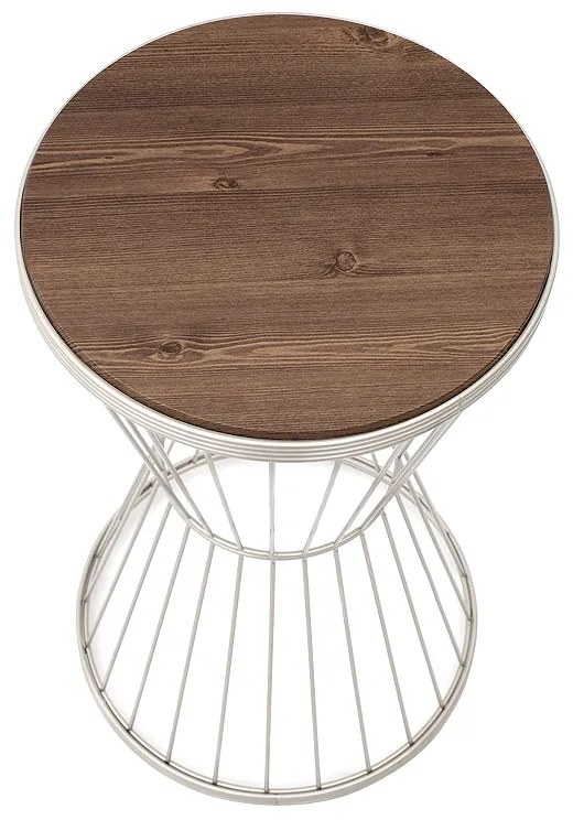 Τραπεζάκι βοηθητικό Hoffman Megapap μεταλλικό - Mdf χρώμα λευκό - καρυδί 35x35x58εκ.