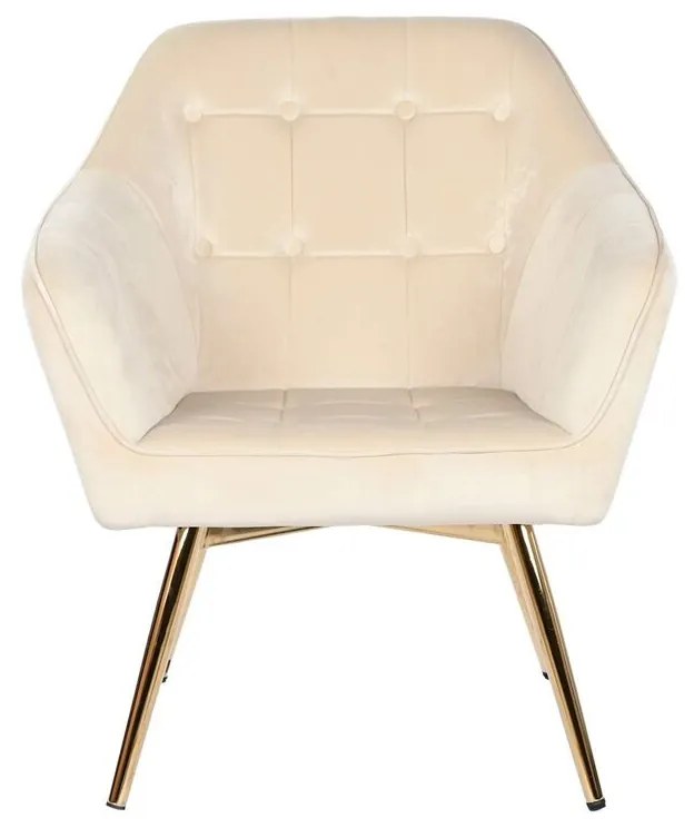 Κάθισμα DKD Home Decor Κρεμ Χρυσό Μέταλλο 74 x 74 x 90 cm