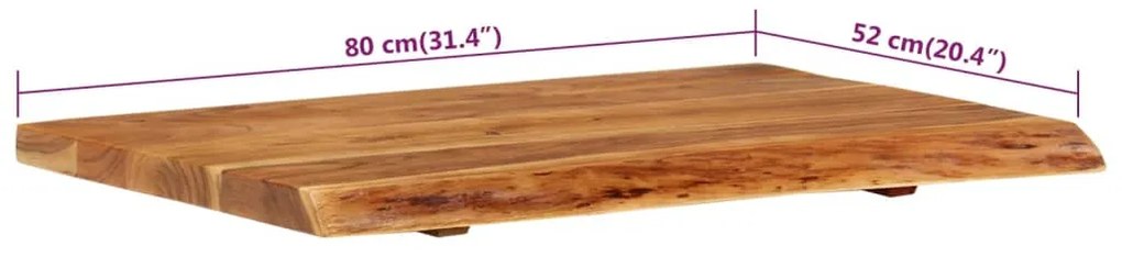vidaXL Πάγκος Μπάνιου 80x52x3,8 εκ. από Μασίφ Ξύλο Ακακίας